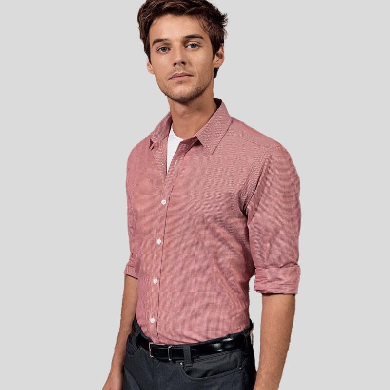 PR220 Premier Gingham Camicia uomo manica lunga tessuto micro quadri 100% cotone Thumbnail