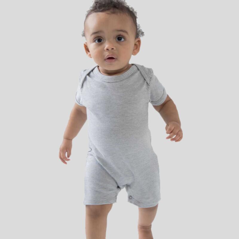 BZ48 Babybugz Body manica corta in tessuto organico rigato 100% cotone Thumbnail