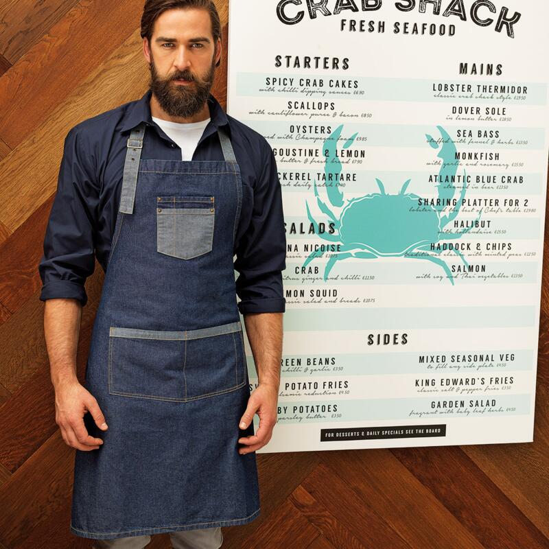 PR127 Premier Grembiule barman in denim taschino piccolo e tasca grande 70% cotone 30% poliestere Thumbnail