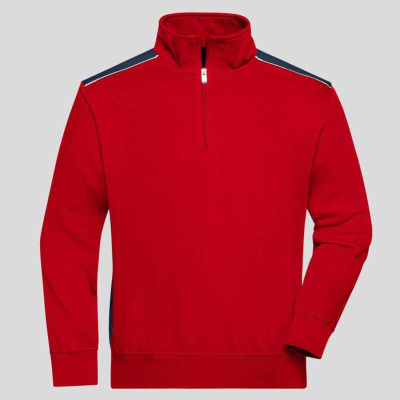 JN868 James & Nicholson Felpa zip corta unisex da lavoro con inserti in contrasto lavabile a 60° Thumbnail