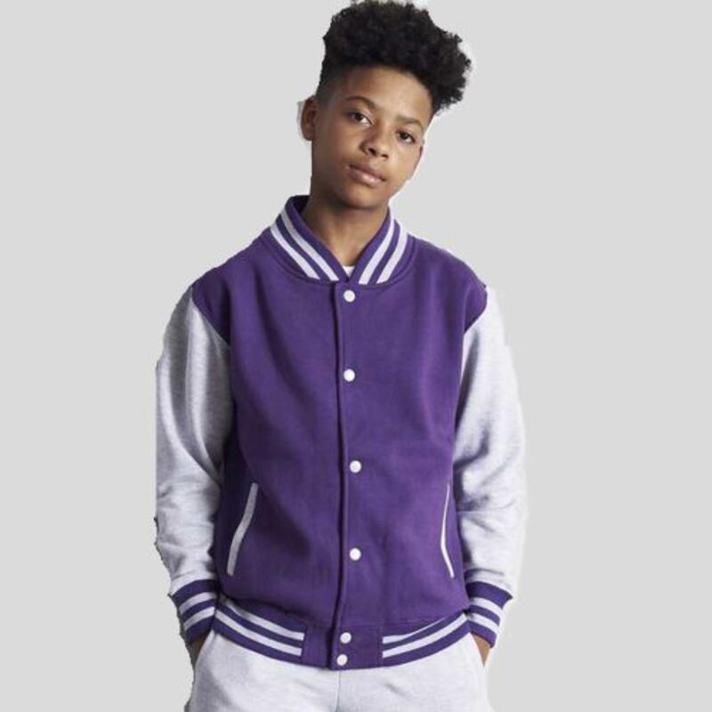 JH043J AWDis Felpa bambino modello college bicolore maniche a contrasto poli/cotone Thumbnail