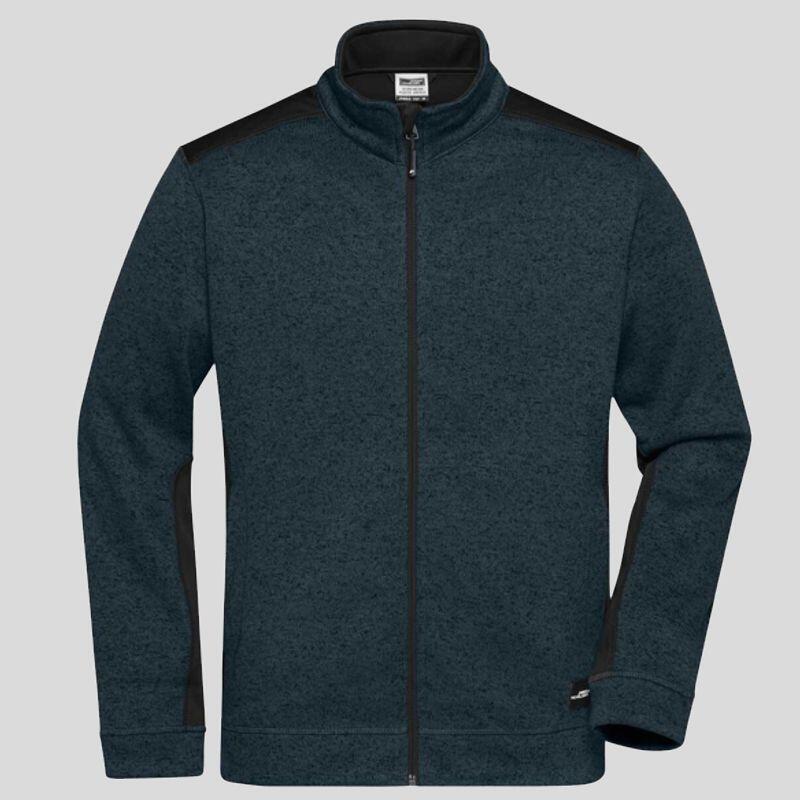 JN862 James&Nicholson Pile Uomo lavorato a maglia bicolore melangiato con zip lunga 280gr Thumbnail