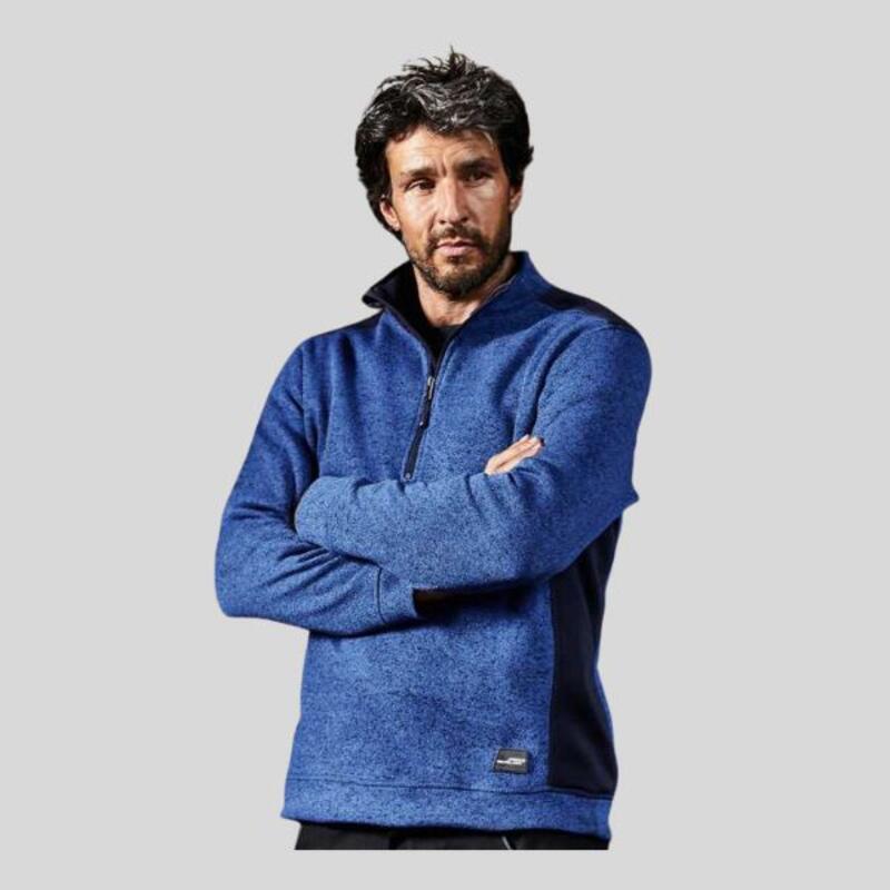 JN864 James & Nicholson Pile Uomo lavorato a maglia bicolore melangiato zip corta 280gr Thumbnail