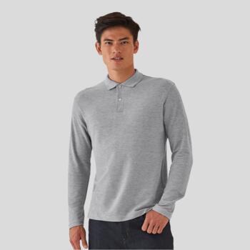 PUI12 B&C Polo Uomo a due bottoni maniche lunghe 100% cotone piquet Thumbnail