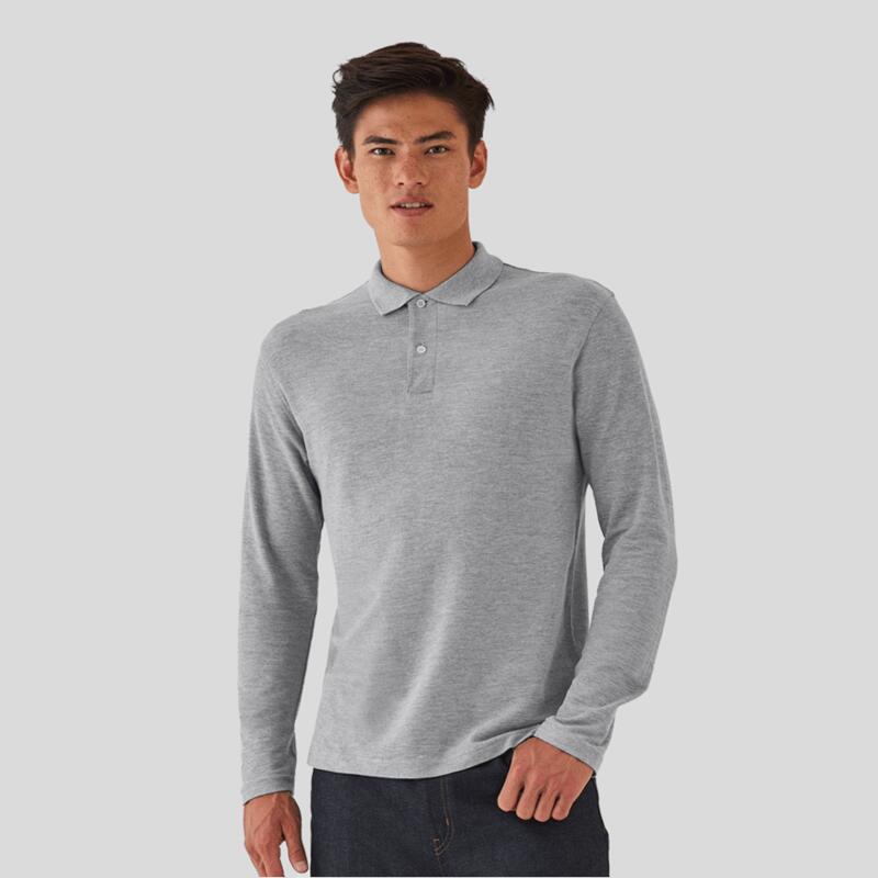 PUI12 B&C Polo Uomo a due bottoni maniche lunghe 100% cotone piquet Thumbnail