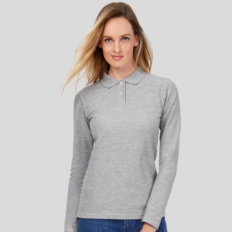 PWI13 B&C Polo donna maniche lunghe due bottoni 100% cotone 180gr Thumbnail