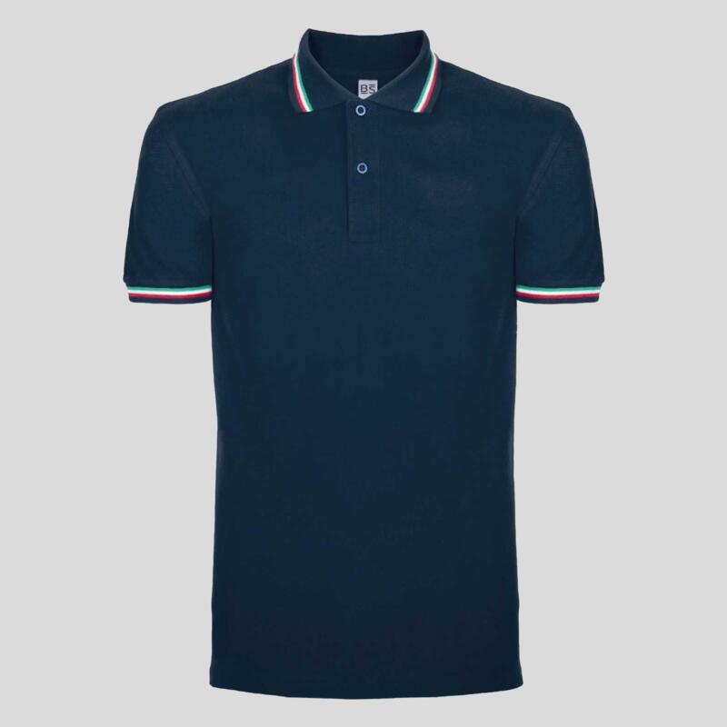 BS200 Black Spider Polo 2 bottoni maniche corte con tricolore su collo e maniche 100% cotone piquet Thumbnail