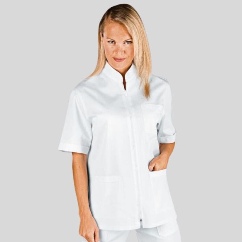 036300M Isacco Casacca Samarcanda Donna collo coreana manica corta e chiusura zip 100% cotone Thumbnail