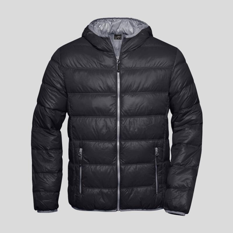 JN1060 James&Nicholson Giubbotto uomo con cappuccio imbottitura 100% piuma d'oca Thumbnail