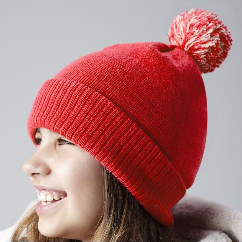 B450B Beechfield Berretto invernale da bambino con pon pon 100% poliacrilico Thumbnail