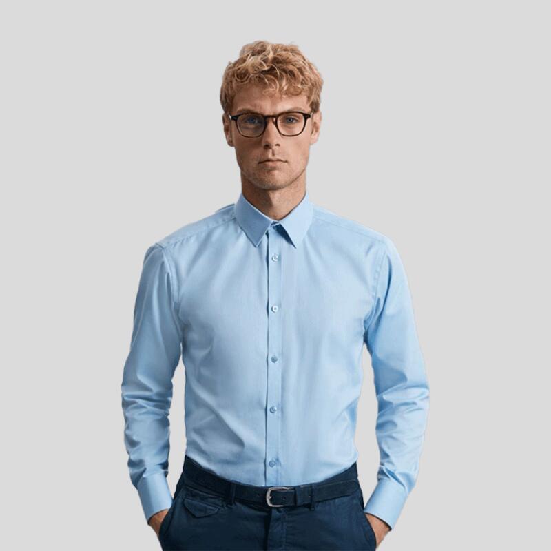 R962M Russell Camicia Herringbone da uomo manica lunga 84% cotone 16 % poliestere  Thumbnail