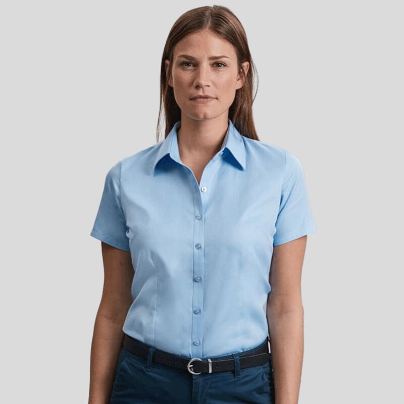 R963F Russell Camicia Herringbone donna manica corta 84% cotone 16% poliestere 125gr Thumbnail