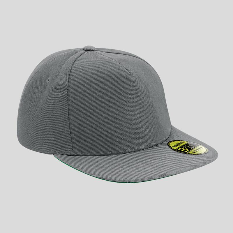B660 Beechfield Original Flat Peak Snapback Cappello 5 pannelli visiera piatta sotto visiera verde Thumbnail