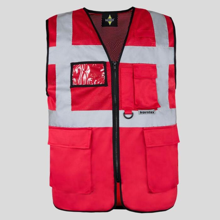 KXEXQ Korntex Gilet ad alta visibilità tessuto traforato multitasche porta badge Thumbnail