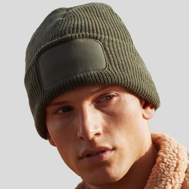 B440 Beechfield Berretto in maglia con patch su risvolto fodera in Thinsulate 100% acrilico Soft-Touch Thumbnail