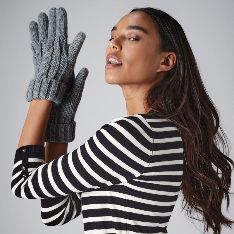 B497 Beechfield Guanti in maglia in filato pesante a trecce 100% Acrilico Soft-Touch Thumbnail