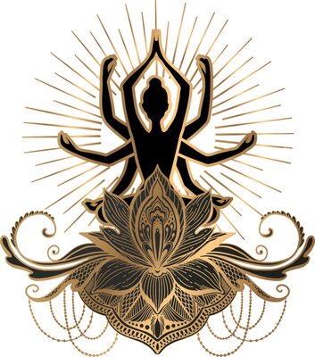 Multiarms Black and Gold Yoga
